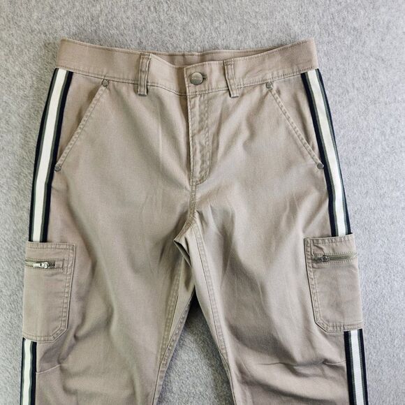 Athleta Pants Womens 2 Beige Summit Cargo Pant Tuxedo Striped Nautical Beach - Picture 2 of 16